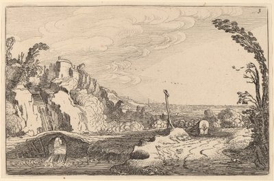 Cascade sous un pont de pierre - Jan van de Velde II