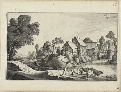 Troupeau de bovins à un gué près d