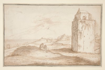 Les dunes et le phare près de Zandvoort - Jan van de Velde II