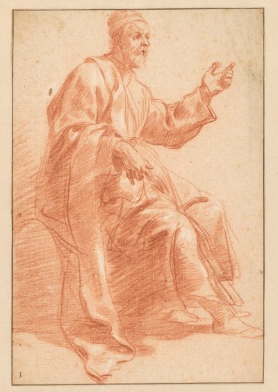 Vieil homme assis avec la main gauche levée - Jan van den Bergh