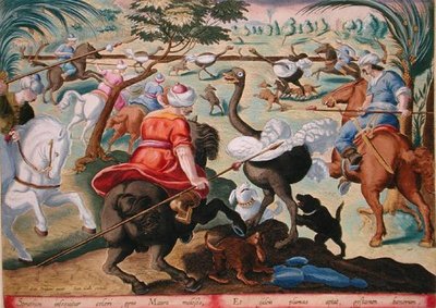Maures à cheval chassant des autruches, planche 62 de 