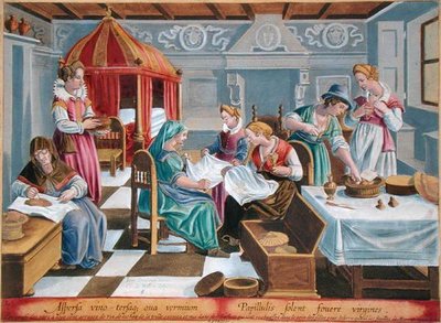 Les femmes aspergent les œufs du ver à soie avec du vin et les gardent au chaud sur leur poitrine, planche 3 de 