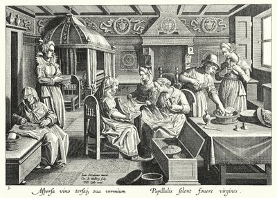 La manipulation des œufs de vers à soie (gravure) - Jan van der Straet