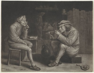 Scène de taverne avec un homme allumant une pipe - Jan van der Bruggen