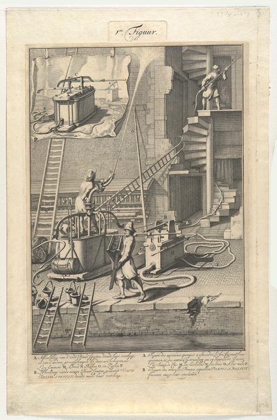 Anciennes pompes à incendie et nouvelles pompes à tuyau - Jan van der Heyden