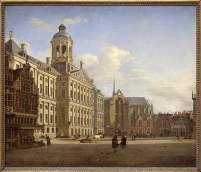 Le barrage avec la nouvelle mairie à Amsterdam - Jan van der Heyden