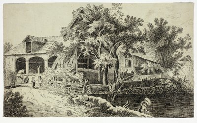 Moulin au bord du ruisseau - Jan van der Straet