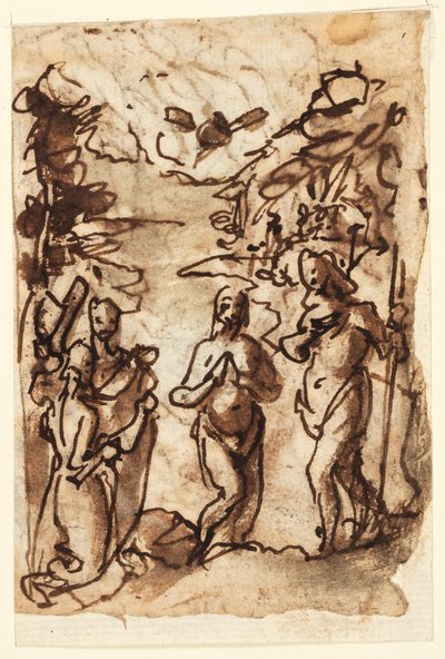 Baptême du Christ et Pietà - Jan van der Straet, called Stradanus
