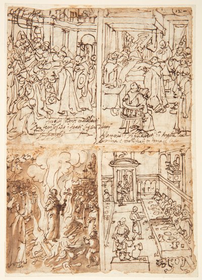 Huit Scènes de la Vie de San Giovanni Gualberto (recto et verso) - Jan van der Straet, called Stradanus