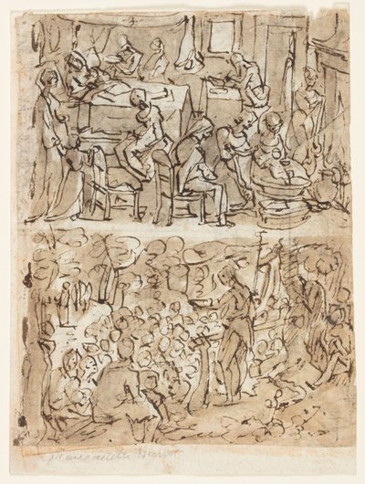 Quatre scènes de la vie de Saint Jean-Baptiste, dessins préliminaires pour une série d