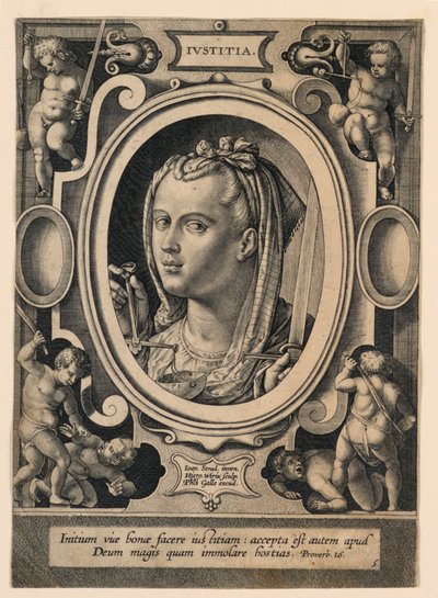 Justice (Iustitia), planche 5 de "Virtutum theologicarum et cardinalium" - Jan van der Straet, called Stradanus
