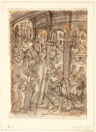 Recto : Christ guérissant des paralytiques près de la piscine de Bethesda ; Verso, en haut : Mercure, patron des voyageurs ; Verso, en bas : études d