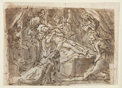 Recto : Lamentation sur le Christ mort ; Verso : Zeuxis peignant Hélène de Troie - Jan van der Straet, called Stradanus