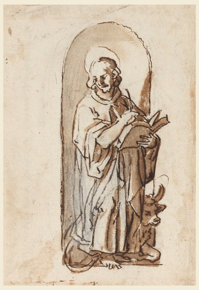 Saint Luc dans une niche - Jan van der Straet, called Stradanus