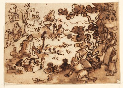 Page de Carnet de Croquis avec Appât pour Oiseaux - Jan van der Straet, called Stradanus