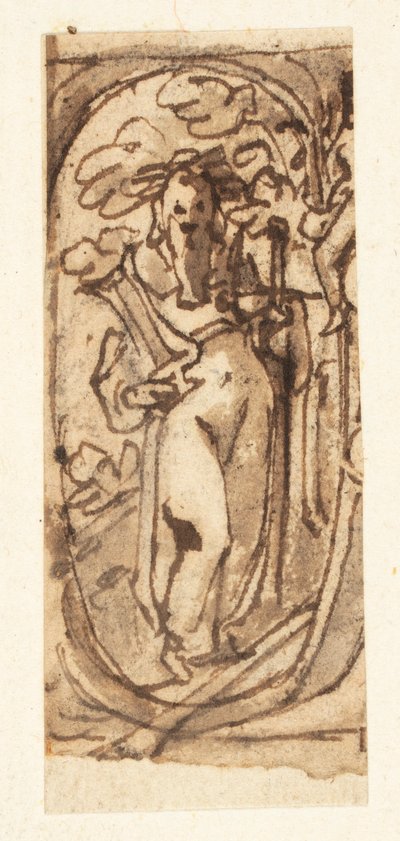 Page de carnet de croquis avec Homère - Jan van der Straet, called Stradanus