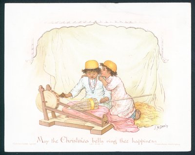 Carte de Noël victorienne avec deux jeunes garçons - Jane M. Dealy