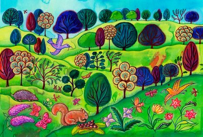 Paysage de campagne avec écureuil, 2002 - Jane Tattersfield
