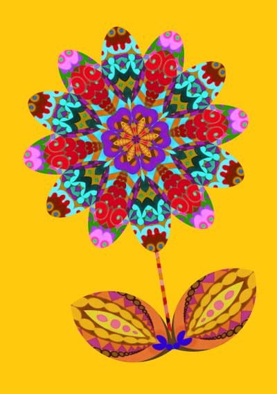 Découpe de fleur sur jaune - Jane Tattersfield