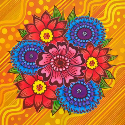Fleurs sur jaune - Jane Tattersfield