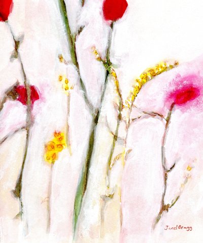 Floral en orange et lilas, vers 2019 - Janel Bragg