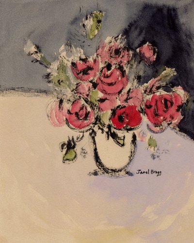 Nature morte aux roses rouges, vers 2021 (techniques mixtes) - Janel Bragg