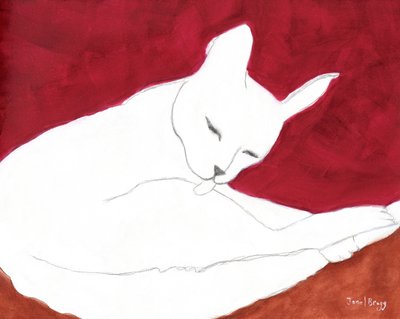 Chat blanc avec roux et rose, vers 2024 - Janel Bragg