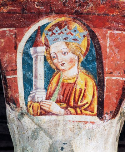 Église fortifiée de Hrastovlje, Église de la Trinité, Sainte Barbe, détail des fresques de Janez Iz Kastva (1490), Slovénie - Janez Kastav