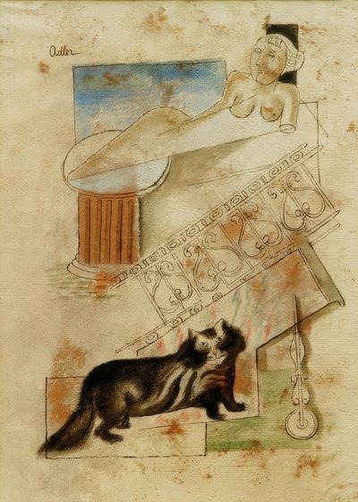 Chat et vierge flottante - Jankel Adler