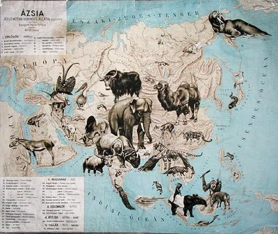 Carte des animaux en Asie et en Extrême-Orient - Janos Balint