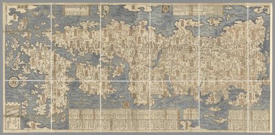 Grande carte colorée du Japon, dessinée par Ishigawa Nagara - Japanese School