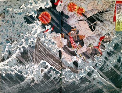 Amiral Amédée Anatole Courbet (1827-85) à la capture de Fou-Tcheou en 1884 pendant la guerre du Tonkin de 1883-85 - Japanese School