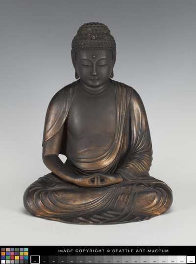 Bouddha Amida sur un piédestal de lotus - Japanese School