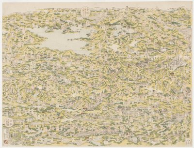 Vue aérienne de la route Kiso de Edo à Kyoto, 1819 - Japanese School