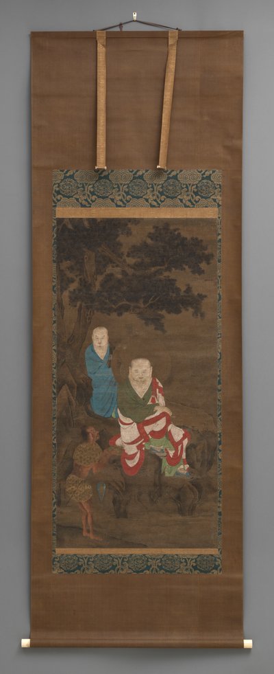 Peinture bouddhiste de 3 figures, début du XVIIIe siècle - Japanese School