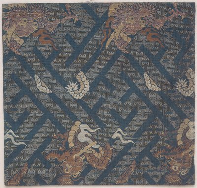 Mobilier de temple bouddhiste, une couverture pour un sutra, fragment - Japanese School