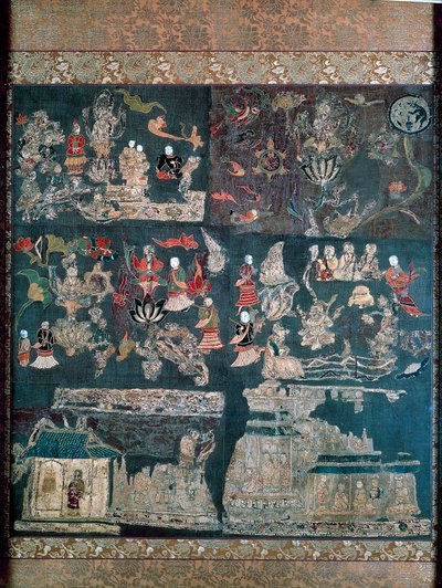 Paradis bouddhiste, histoire du mystique Chan, Temple Chuguji, Nara, Période Asuka (552-646), civilisation japonaise - Japanese School