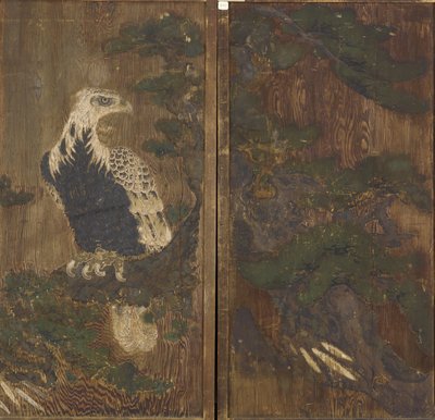 Aigle dans un pin, période Momoyama, probablement XVIIe siècle - Japanese School