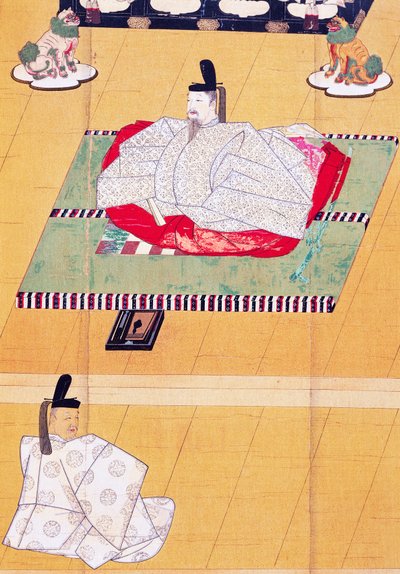 Empereur Go-Daigo et ministre Fujifusa, gravure sur bois, période Kamakura (1185-1333), civilisation japonaise - Japanese School