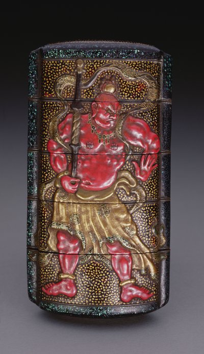 Inro décoré avec Nio, période Edo (1615-1868) japonais - Japanese School