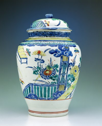 Pot et couvercle décorés avec des émaux Kakiemon, c.1680 - Japanese School