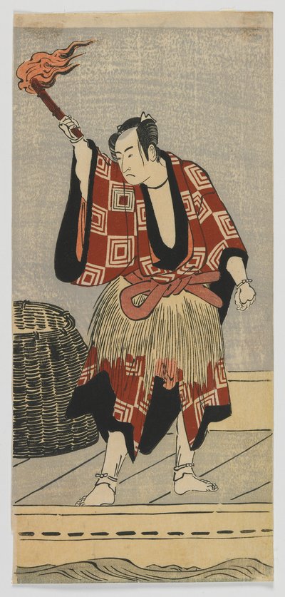 Acteur de Kabuki Ichikawa Monnosuke II en pêcheur, période Edo, fin des années 1780 ou début des années 1790 - Japanese School