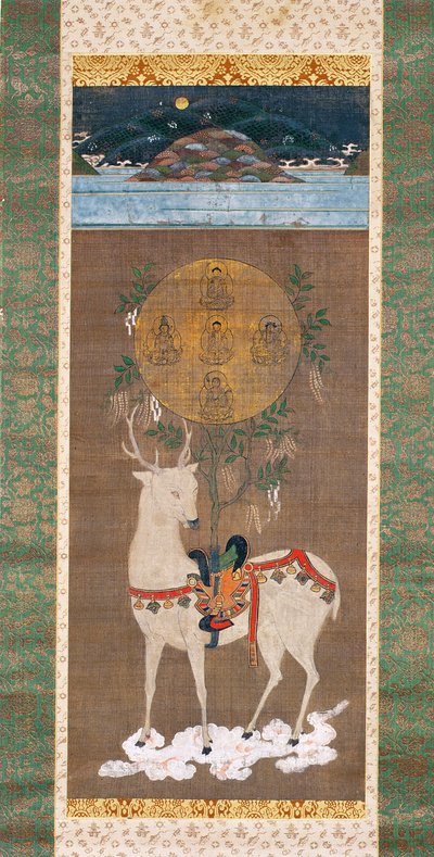 Cerf de Kasuga avec mandala, période Muromachi (1392-1573) - Japanese School