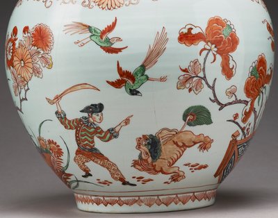 Grand vase bouteille, décoré en Hollande dans le style Imari, Ko-Imari, fin du XVIIe siècle (détail) - Japanese School