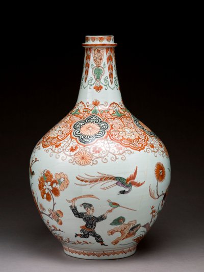 Grand vase bouteille, décoré en Hollande dans le style Imari, Ko-Imari, fin du 17ème siècle - Japanese School
