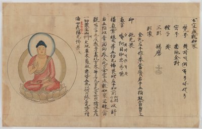 Manuscrit et image de Bouddha - Japanese School