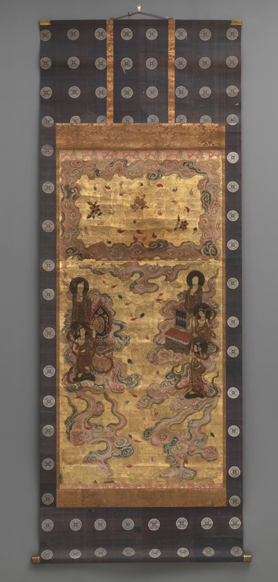 Peinture murale : Descente de vingt-cinq bodhisattvas (assistants de la triade Amitabha), 18e siècle - Japanese School