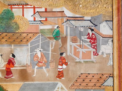 Osakazu Byobu - Paravent japonais à huit panneaux (peinture) - Japanese School