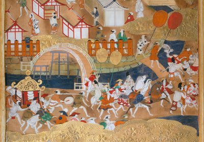 Osakazu Byobu - Paravent japonais à huit panneaux (peinture) - Japanese School