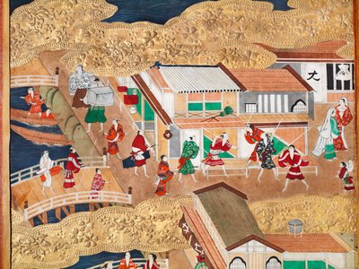 Osakazu Byobu - Paravent japonais à huit panneaux (peinture) - Japanese School